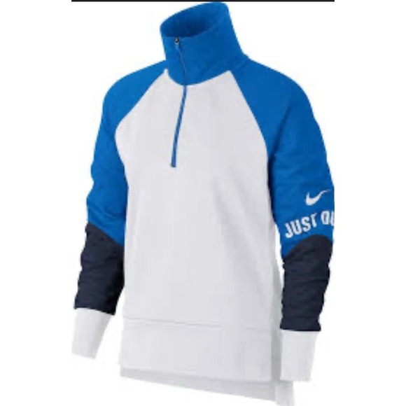 Nike Tops - Nike Women's Performance Dri-FIT 1/4 Zip Pullover Sweatshirt Large White & Blue